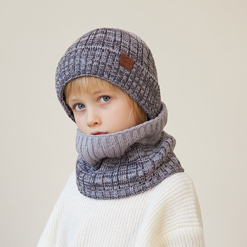 Children's Hat Three-piece Set Big Winter Warm Kids' Headwear