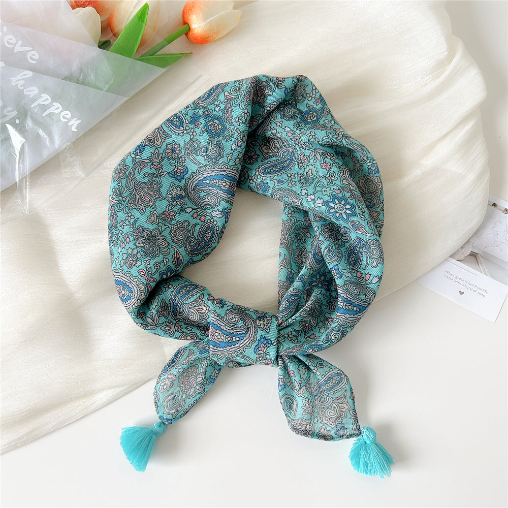 Women's Linen Small Square Towel Neck Decorative Scarfs