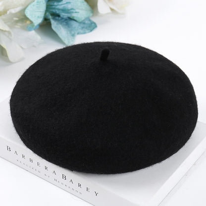 Mob Beret Woolen Solid Color Simple Adult Kids' Headwear