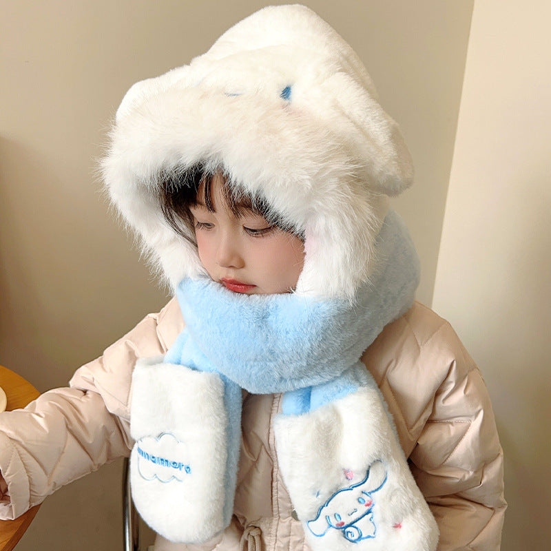 Children's Unicorn Hat Three-in-one Winter Warm Scarfs Kids' Headwear