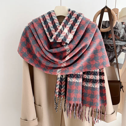 Fashion Printed Plaid Korean Style Thickened Scarfs