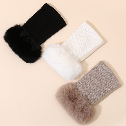 Half Finger Knitted Twist Fingerless Warm Gloves