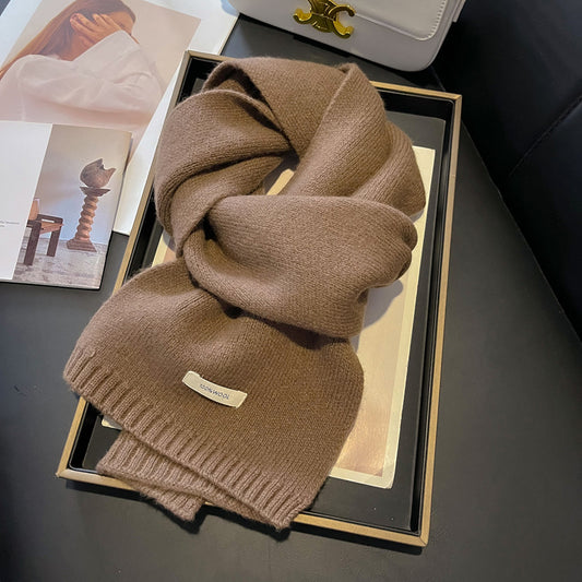 Women's Australian Wool Small Solid Color Knitted Thickened Scarfs