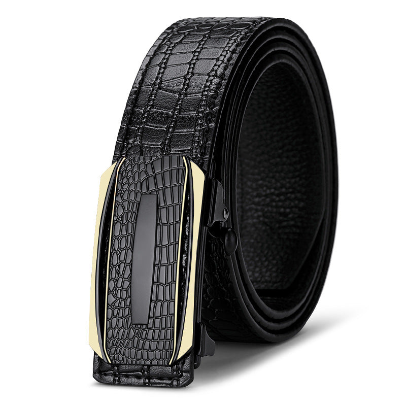 Men's Leather Automatic Buckle Casual Crocodile Pattern Business Belts