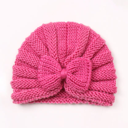 Bow Hat Knitted Warm Wool Beanie Kids' Headwear