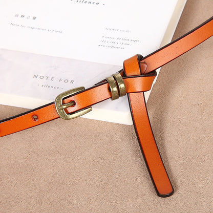 Women's Retro Small Leather Knotted Thin Inner Belts