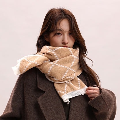 Women's Plaid Korean Thickened British Shawl High-grade Scarfs