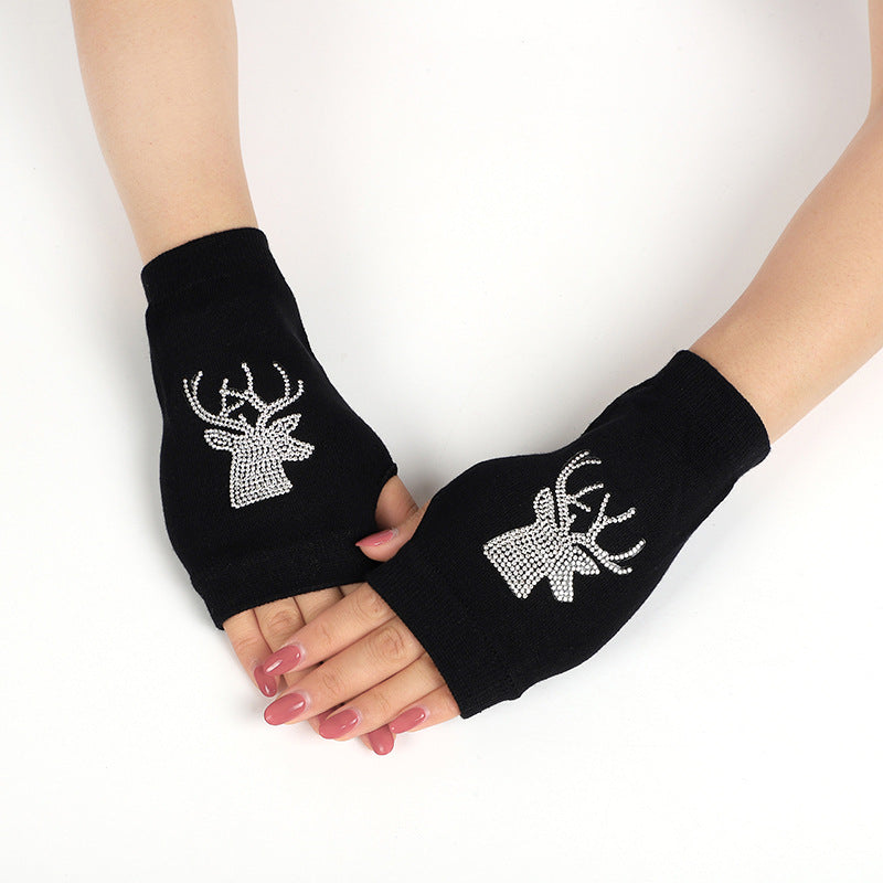 Women's & Men's Dance Open Finger Rivet Knitting Wool Gloves