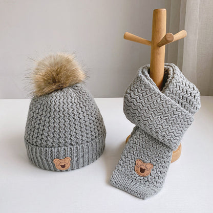 Children's Hat Suit Boys Winter Thermal Pure Kids' Headwear