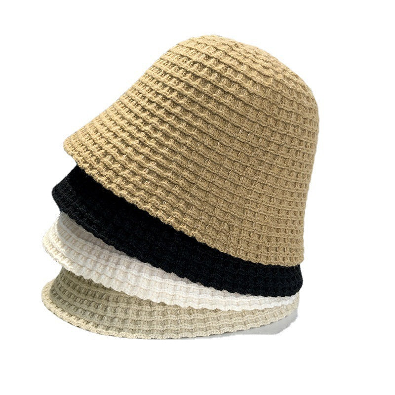 Women's Knitting Bucket Hat Plain Korean Trendy Hats & Caps