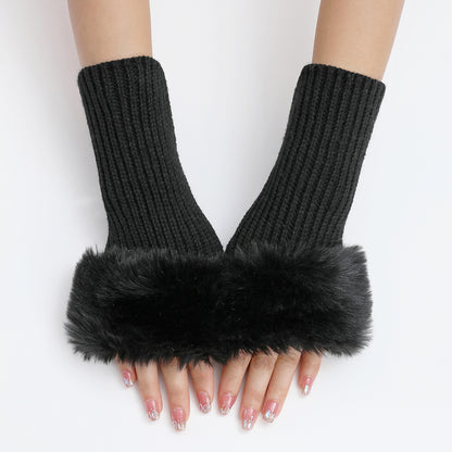 Women's Oversleeve Knitted Warm Open Finger Arm Gloves