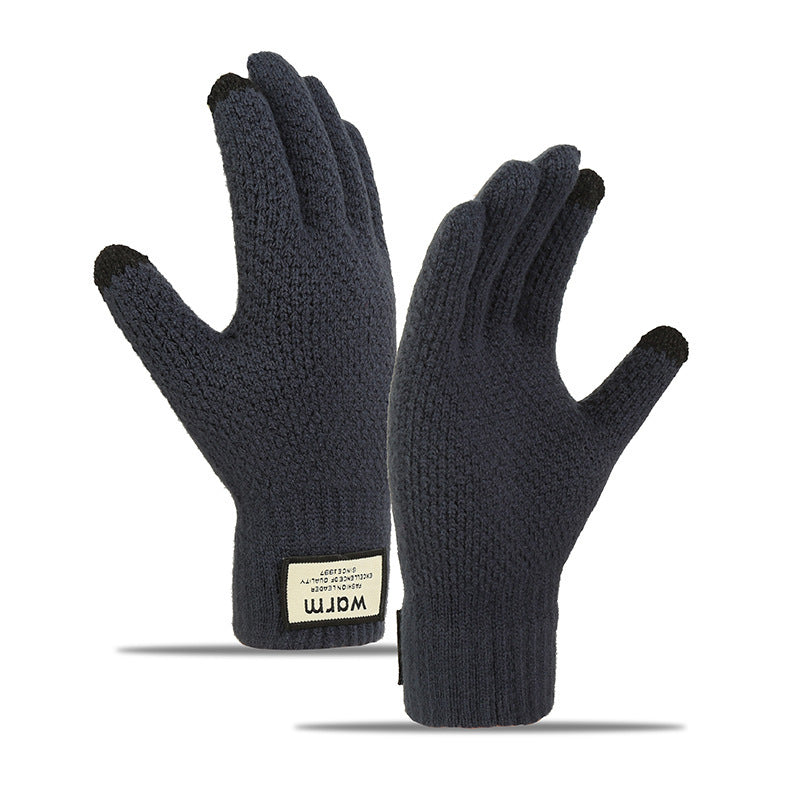 Men's Charging Heating Touch Screen Wool Fleece-lined Thickened Gloves