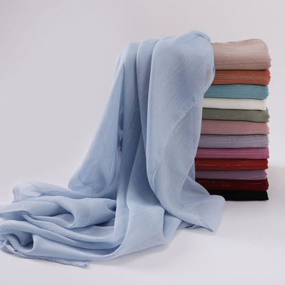 Live Broadcast Chiffon Sier Silk Pleated Long Scarfs