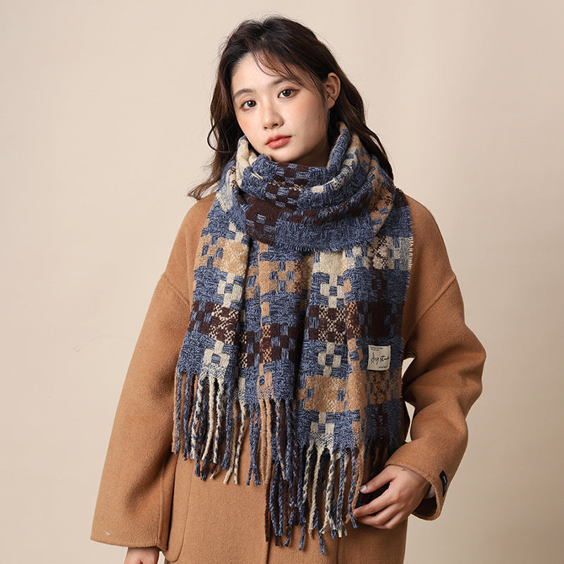 Women's Plaid Korean Thickened British Shawl High-grade Scarfs