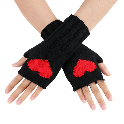 Women's Fashionable Knitted Wool Keep Warm Half Finger Gloves