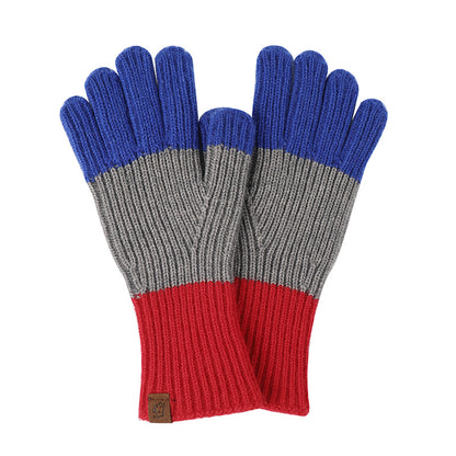 Contrast Color Touch Screen Fingerless Knitted Knitting Gloves