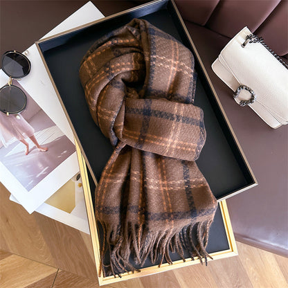 Style Plaid Winter Male Female Thickened Scarfs