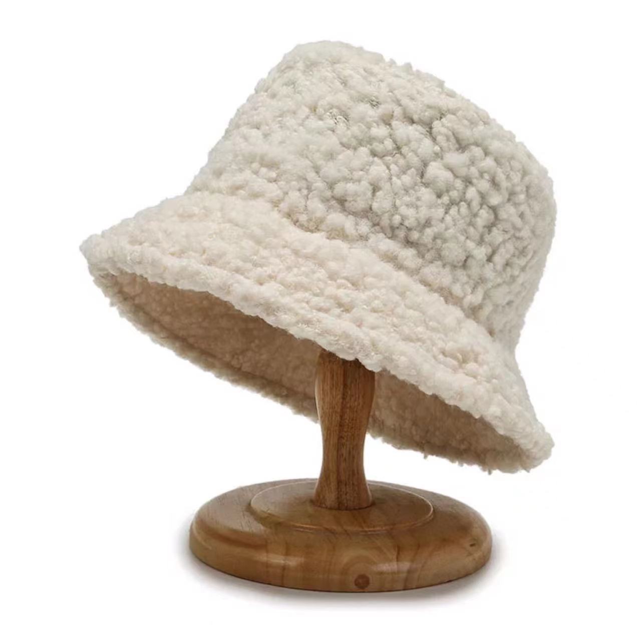 Women's Pure Color Lamb Wool Korean Fashion Thick Hats & Caps