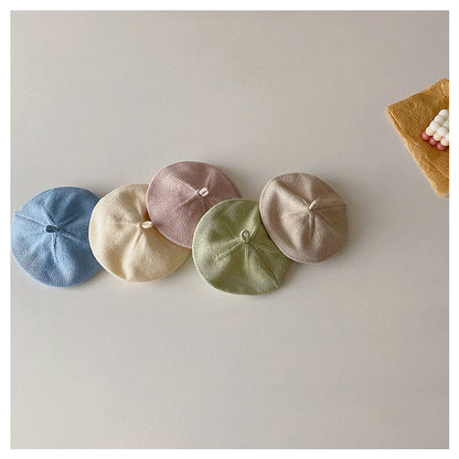 Beret Infant Solid Color Knitted Wool Kids' Headwear