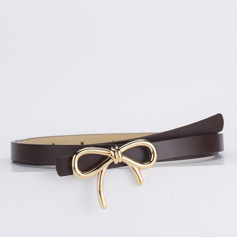 Women's Bow Decorative Leather High-grade Thin Clothing Belts