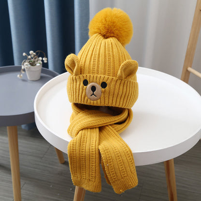 Children's Hat Suit Boys Winter Thermal Pure Kids' Headwear