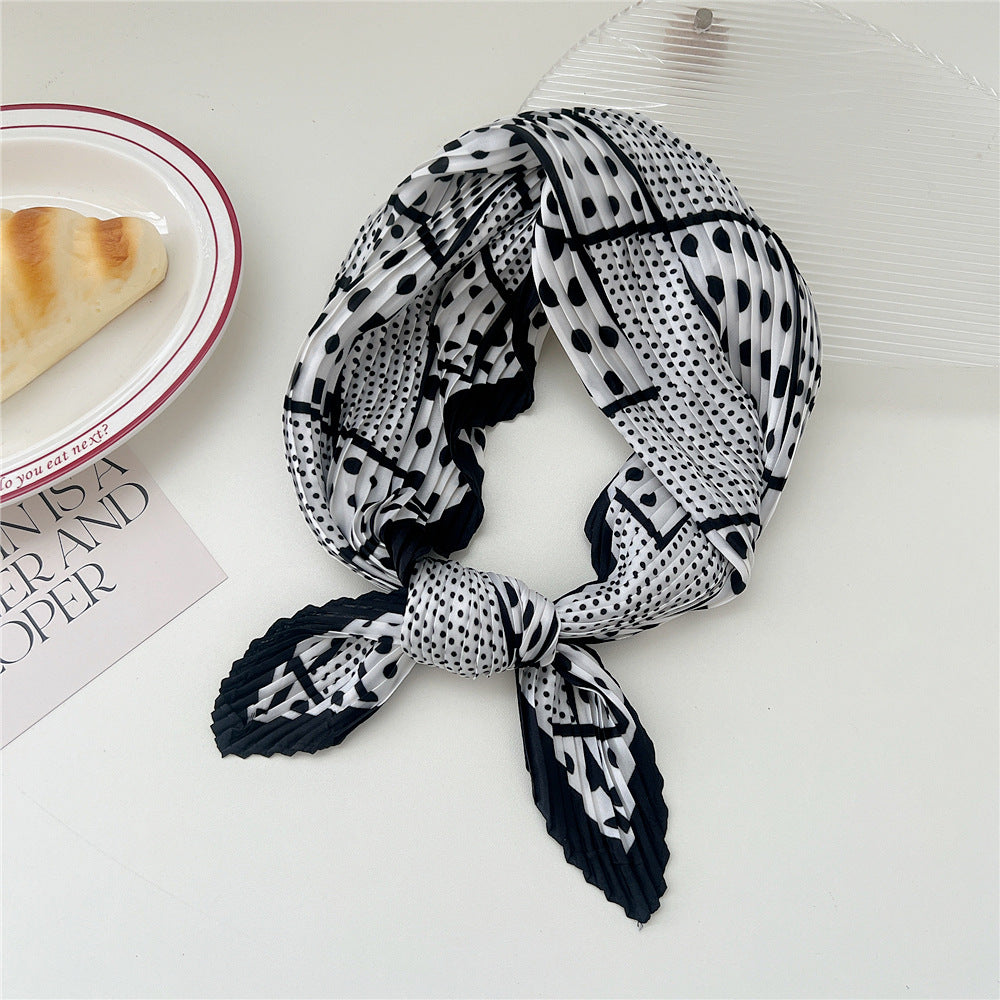 Women's Crumpled Kerchief Summer East Gate Pleated Decorative Printed Hair Scarfs