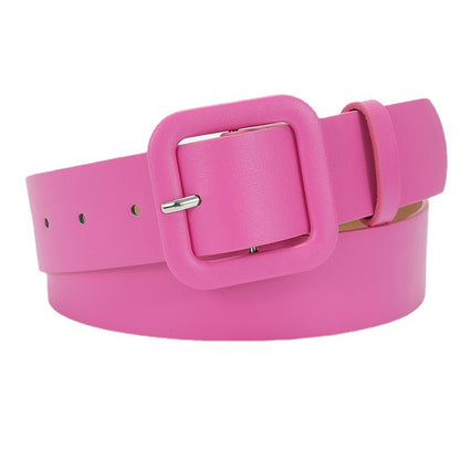 Women's Korean Style Square Buckle Candy Color Belts