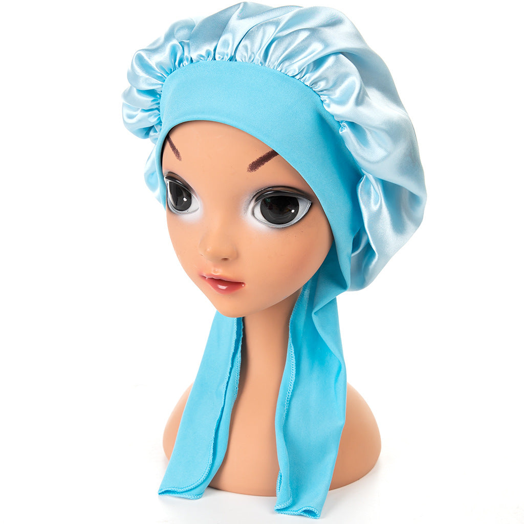 Children's Color Satin Round Cute Nightcap Two Kids' Headwear