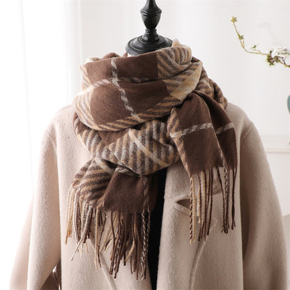 Women's British Plaid Simple Warm Thickened Popular Scarfs