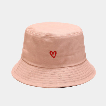 Women's Love Embroidered Cotton Bucket Hat Trendy Outdoor Hats & Caps