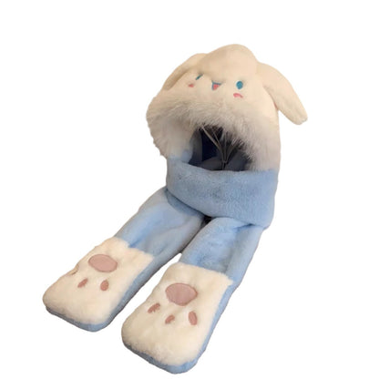 Children's Rabbit Ears Plush Thick Warm Bonnet Kids' Headwear