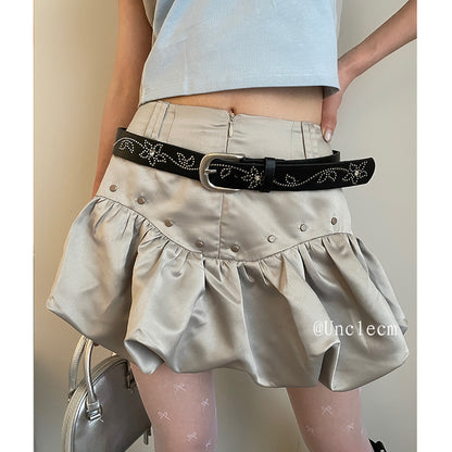 Women's Inlaid Flower Skirt Versatile Korean Style Jeans Belts