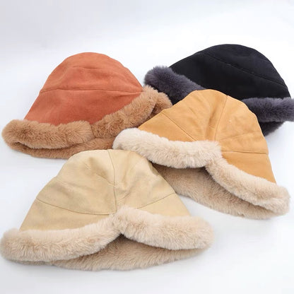 Women's Plush Fisherman Hat Thickened Curling Fur Mongolian Hats & Caps