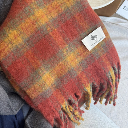 Women's Thick Warm Cashmere Plaid Korean Style Scarfs