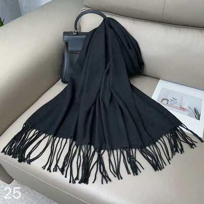 Women's Artificial Cashmere Monochrome Warm Bib Shawl Winter Scarfs