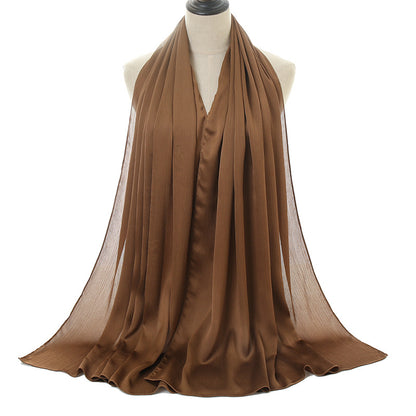 Women's Crepe Natural Pleated Malay Indonesian Popular Scarfs