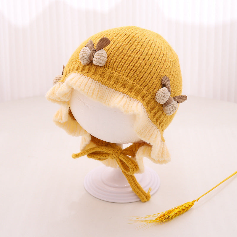 Hat Knitted Cute Princess Flower Beanie Warm Kids' Headwear