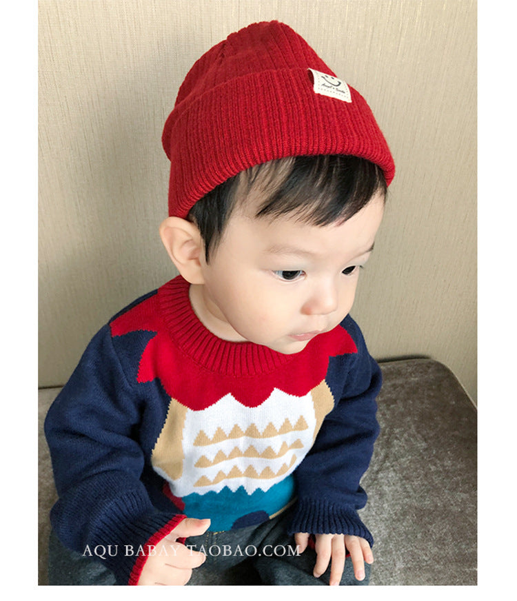 Children's Korean Smiley Hat Sleeve Knitted Boys Kids' Headwear