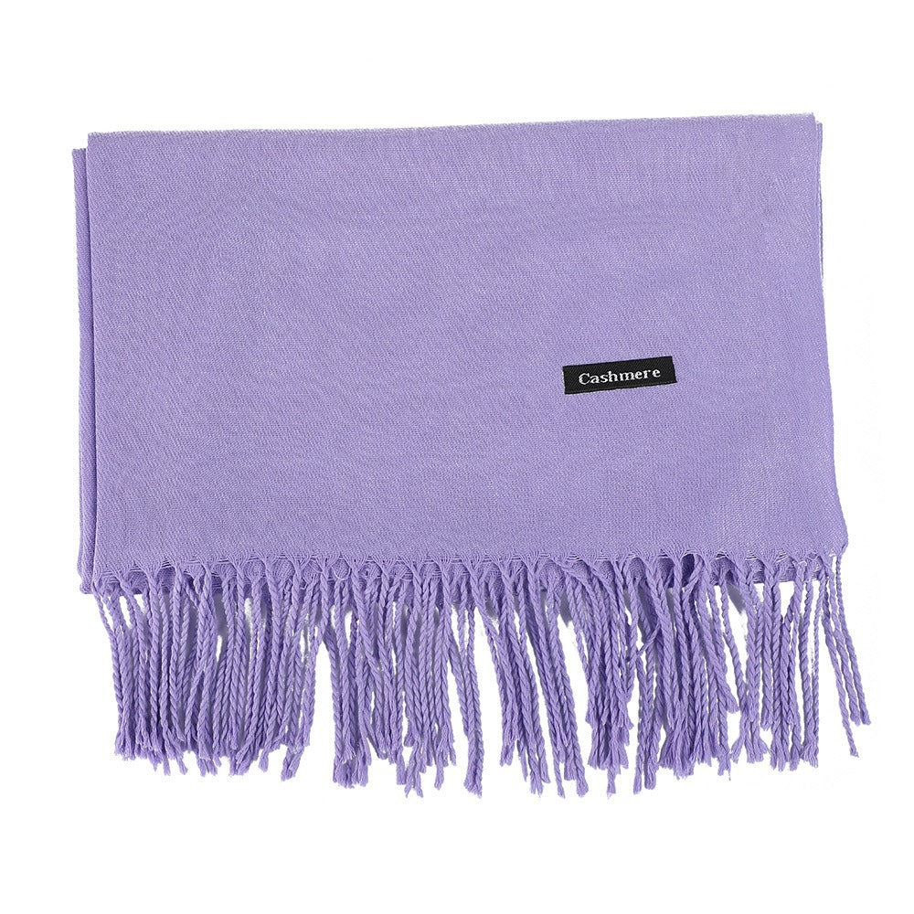 Solid Color Thickened Warm Embroidery Korean Scarfs