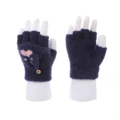 Paw Print Keeping Warm Dual-purpose Female Gloves