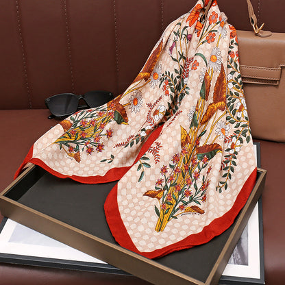 Women's Cotton Linen Square Korean Style Printed Fashion Sweet Tie Scarfs