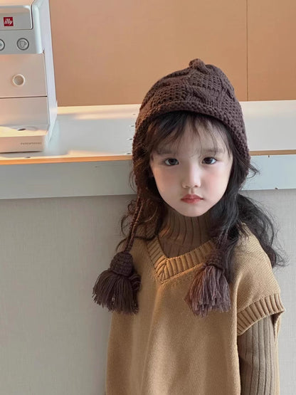 Children's Knitted Woolen Hat Handmade Wheat Ear Kids' Headwear