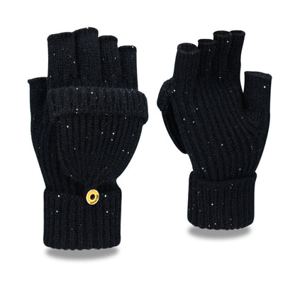 Women's & Men's Winter Half Finger Flip Knitted Thickened Warm Wool Gloves