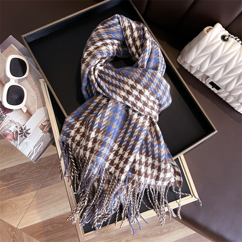 Style Plaid Winter Male Female Thickened Scarfs