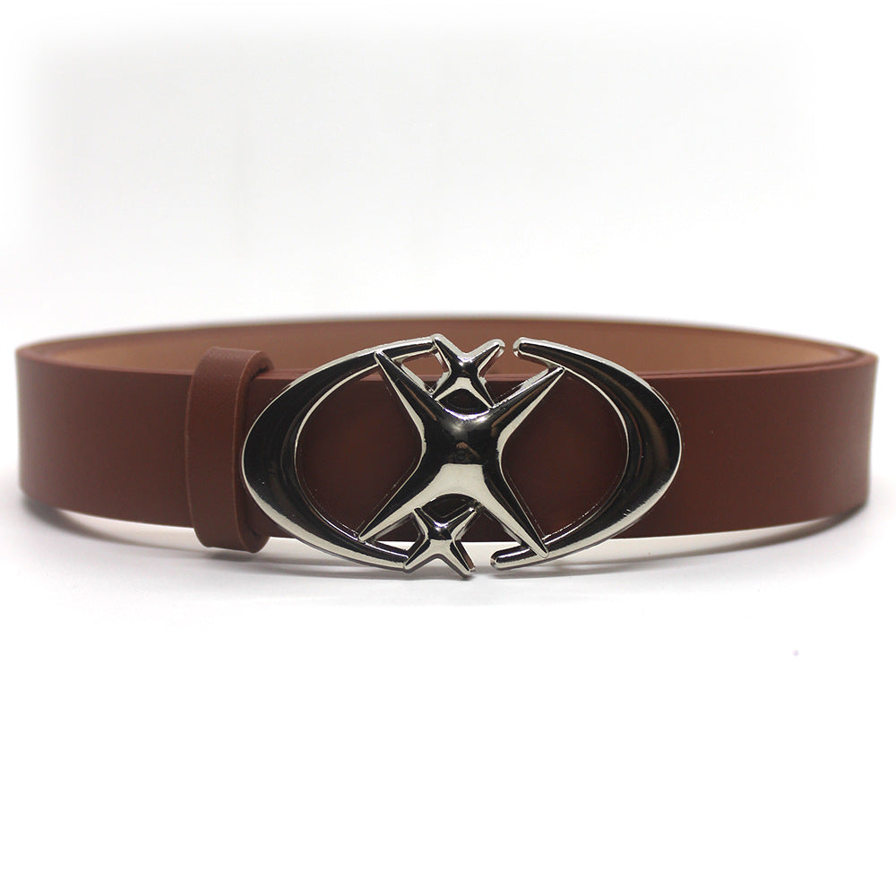 Double Crescent Moon Cross Star Buckle Belts