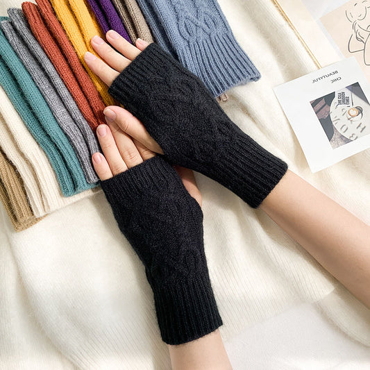 Knitted Half Female Winter Fingerless Finger Gloves