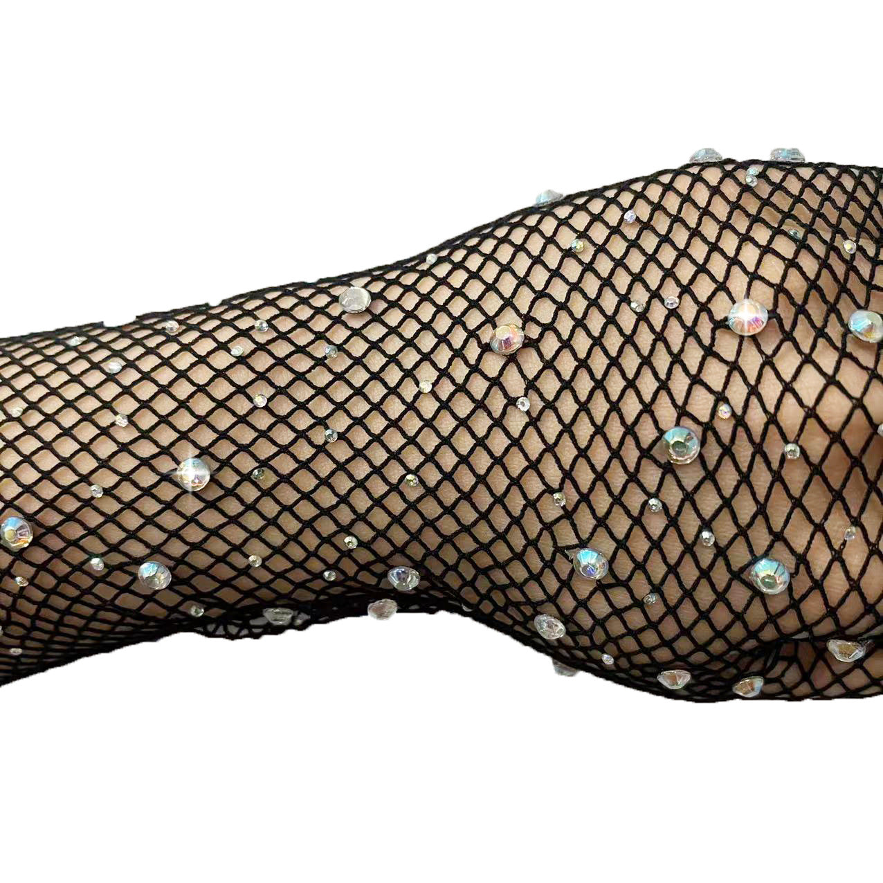 Mesh Disco Sexy Fishnet Black Stretch Colorful Gloves