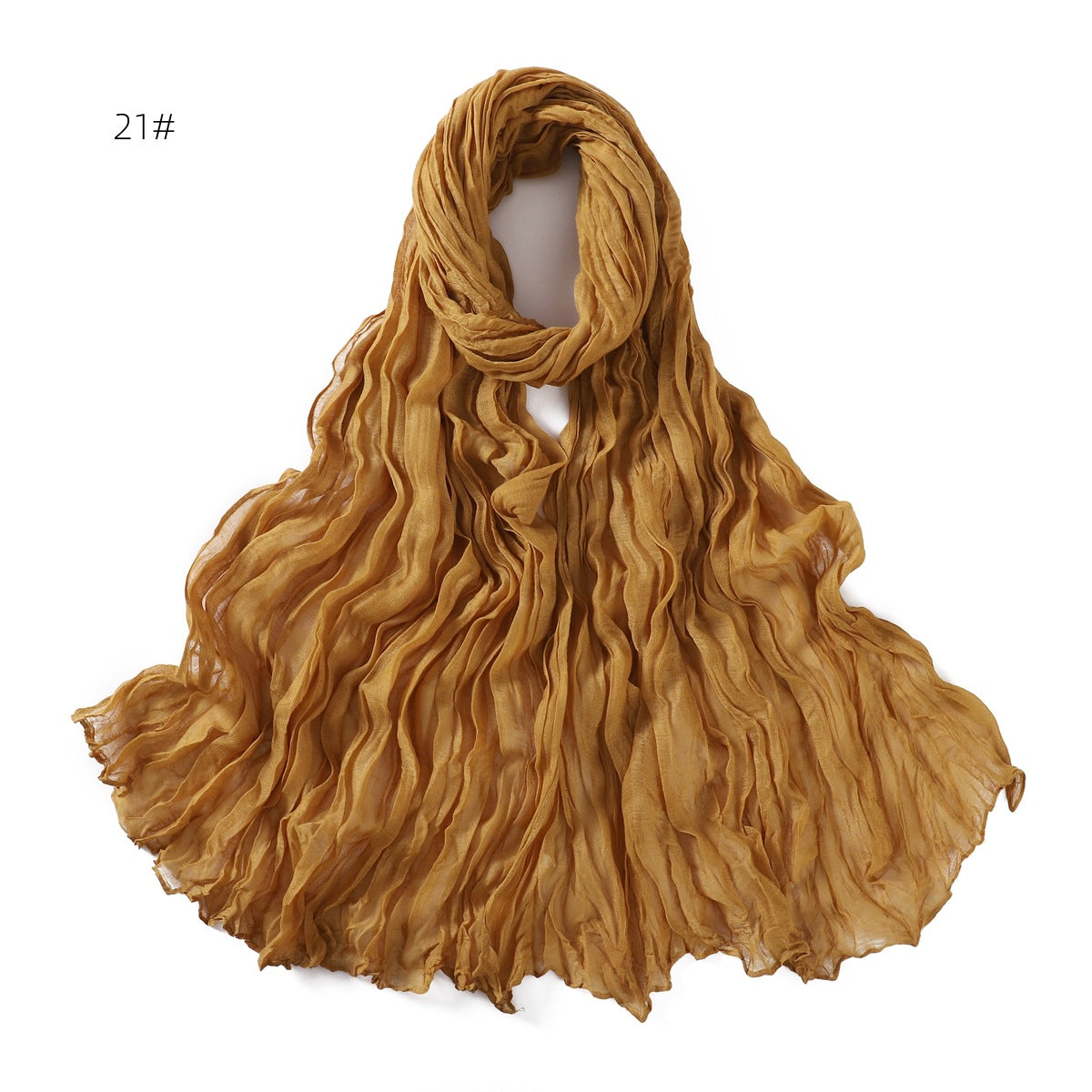 Women's Pure Color Voile Twist Wrinkle Cotton Linen Scarfs