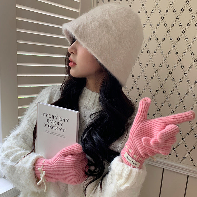 Color Fashionable Warm Comfortable Casual Cool Bow Winter Gloves