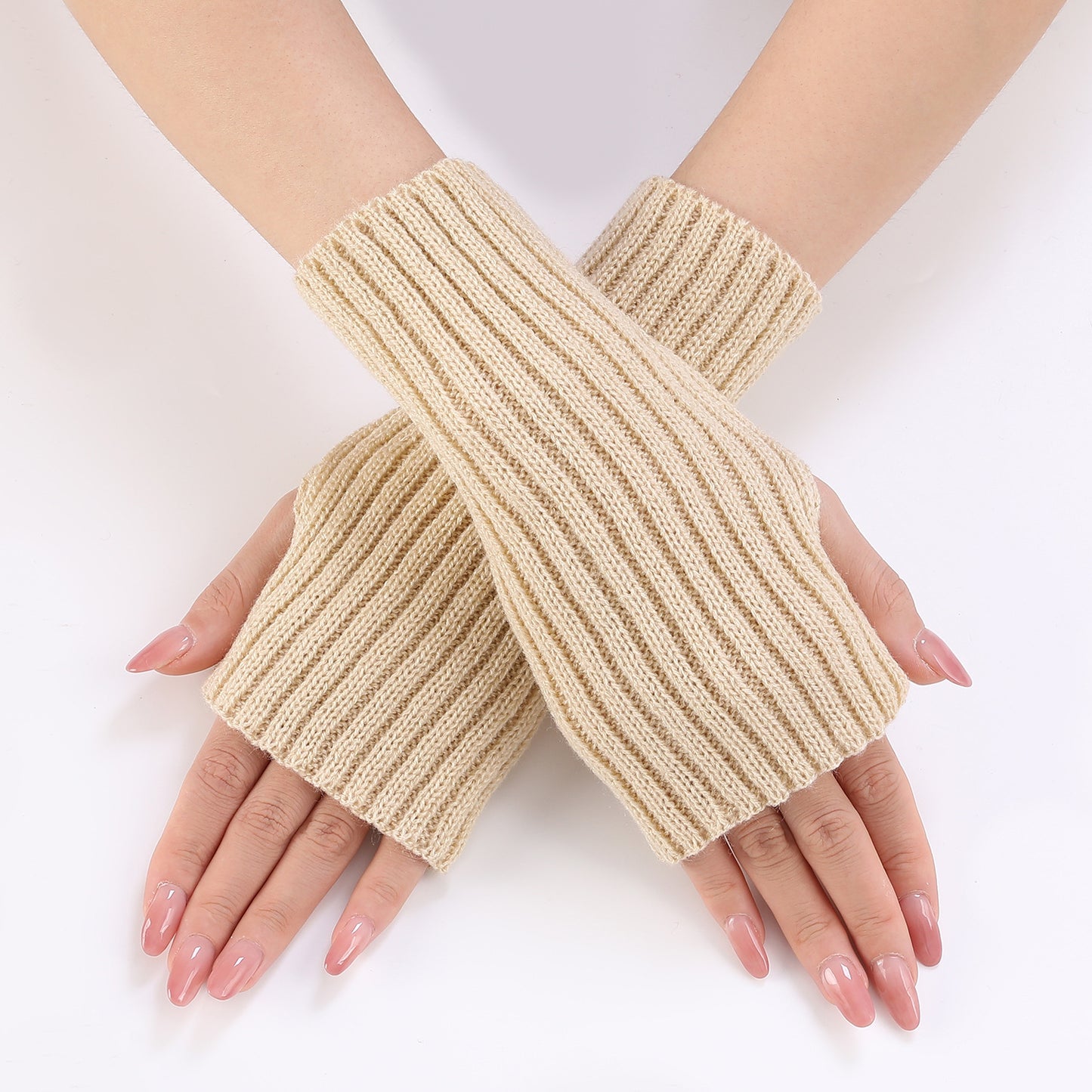 Women's Knitted Wool Fingerless Arm Sleeve Wrist Gloves